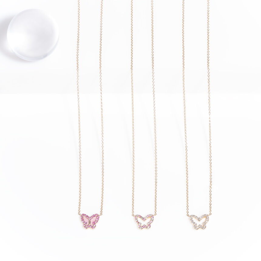 Pink Butterfly Necklace